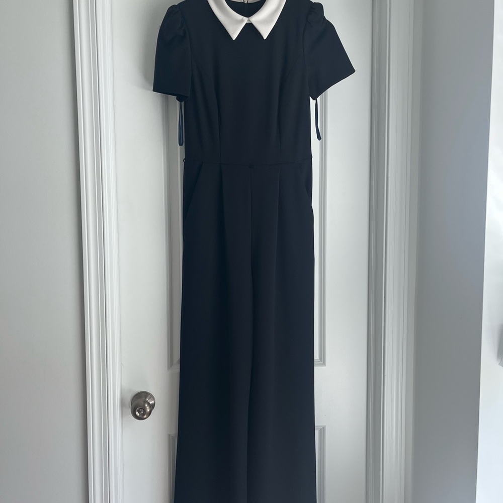 Elegant Black Dress with White Collar